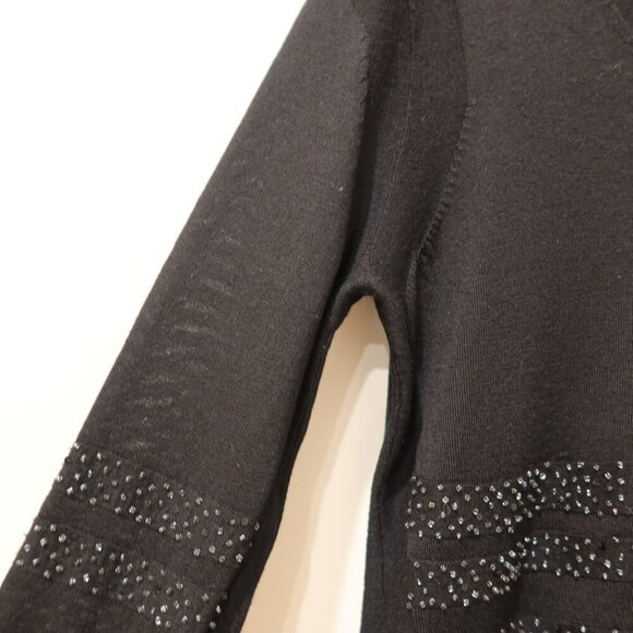 SINCLAIRE 100% merino wool sweater black embellish beaded pullover long sleeve s - Picture 6 of 10